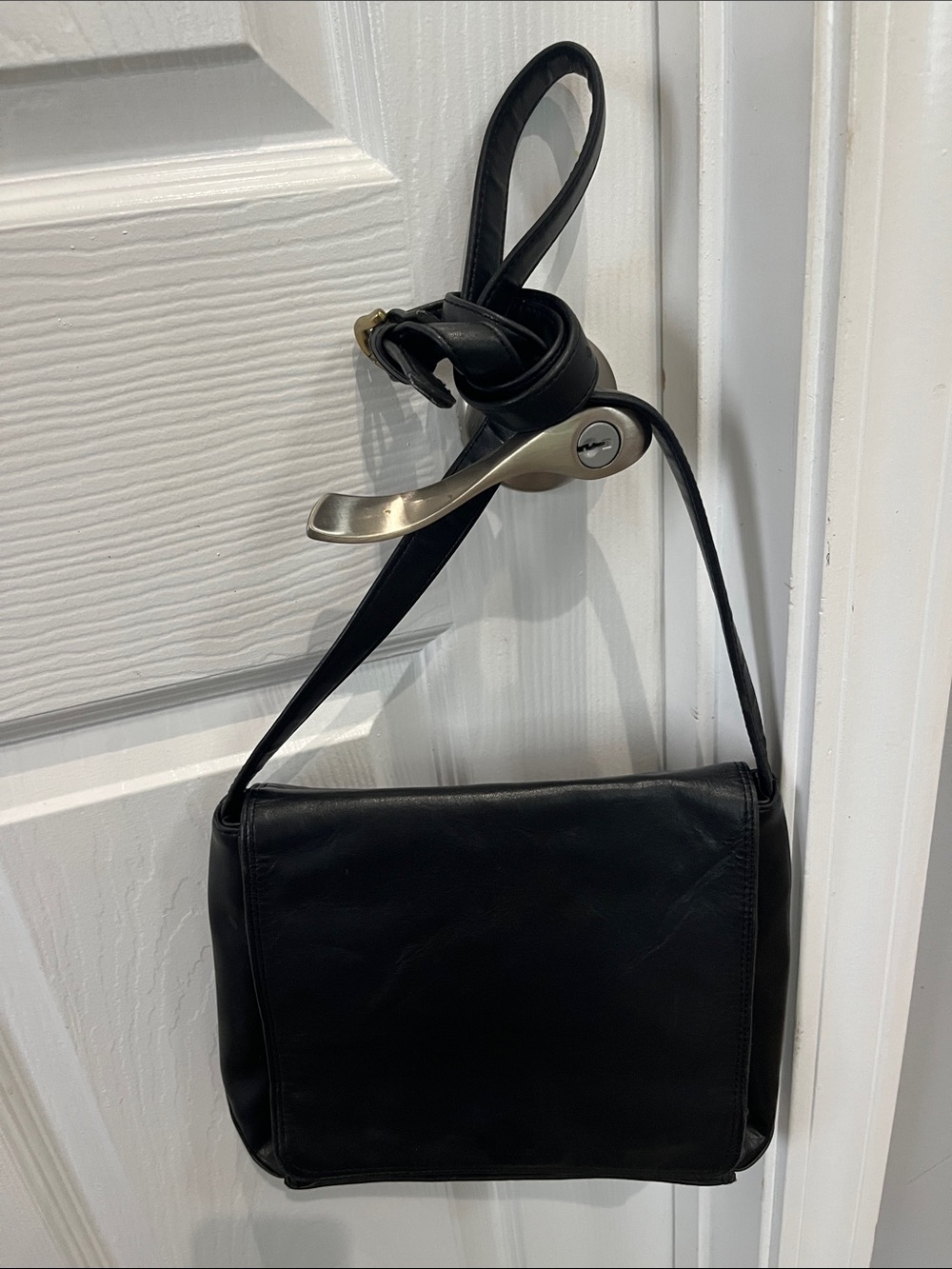 Nine West Black Leather Messenger Bag